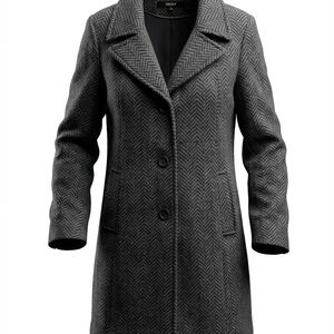 DKNY Women's Gray Herringbone Coat